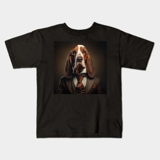 Basset Hound Dog in Suit Kids T-Shirt